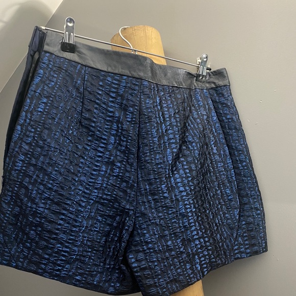 Monique Lhuillier blue metallic with leather waste band. Size 8 - Picture 2 of 3